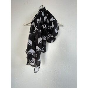 Women's Polar Bear Print Black & White Scarf Shawl Lightweight Wrap Animal Them